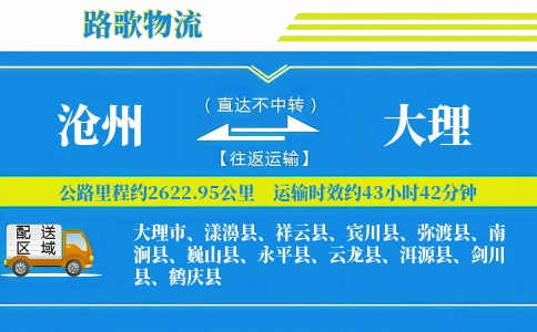 沧州到大理物流专线