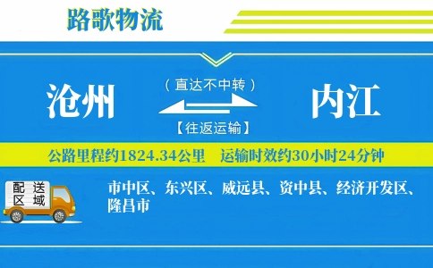 沧州到内江物流专线