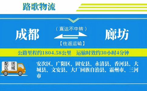 成都到永清县物流专线