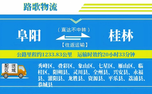 阜阳到资源县物流专线