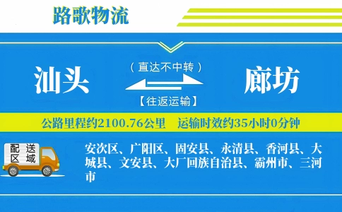 汕头到霸州物流专线