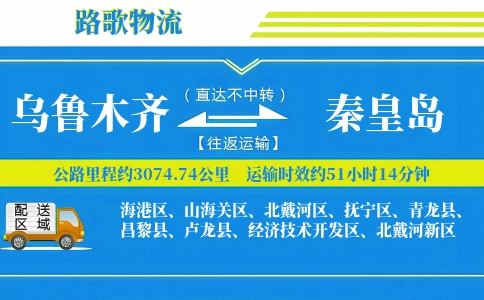 乌鲁木齐到卢龙县物流专线