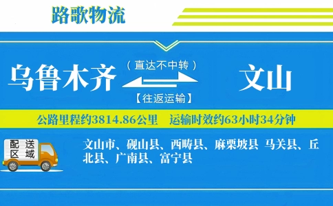 乌鲁木齐到文山物流专线