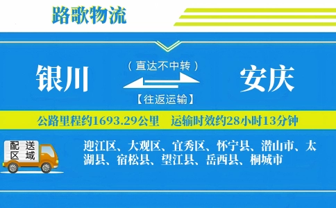 银川到安庆物流专线