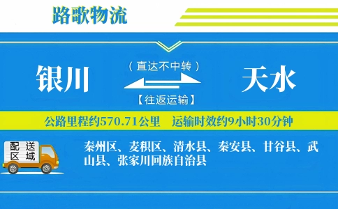 银川到天水物流专线